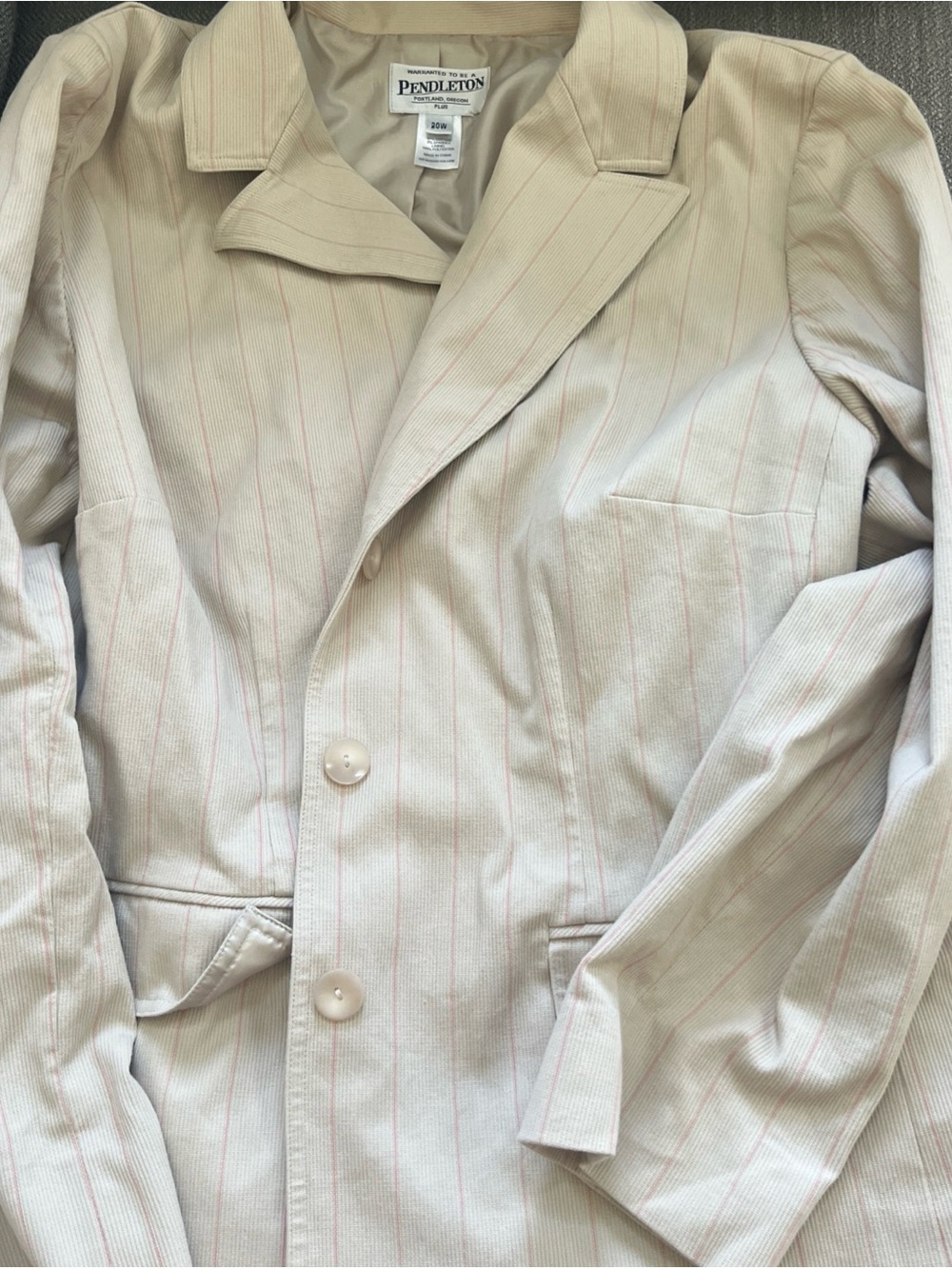 PENDLETON Montage cotton stretch Blazer Jacket Beige Pink Women’s Size 20w Plus